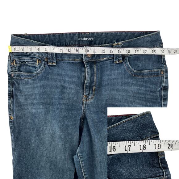 Lane Bryant Roll Cuff Denim Crop Capri Jeans Plus Size 18 Petite Triangle Blue - Picture 11 of 14